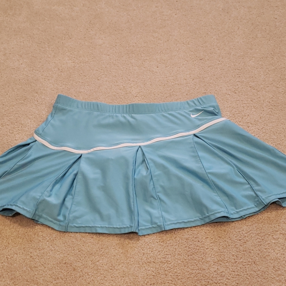 Nike Dri-Fit Teal and White Plated Tennis Skirt
